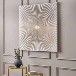 Pacific Lifestyle Light Grey And Gold Metal Starburst Wall Art - thumbnail 1