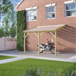 Polycarbonate Roof Car Port 3 Post - Wood - L200 X W722 Cm - Light Green - thumbnail 2