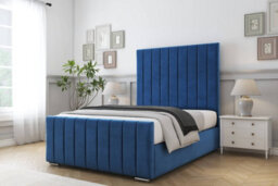 "Sloomy California Navy Plush Bed Frame With Mattress With 50"" Upholstered Headboard 5' King" - thumbnail 2