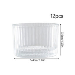 Living And Home 12 Pack Striped Clear Soda Lime Glass Tealight Holders Tabletop Decor For Wedding Dinner Parties - thumbnail 9