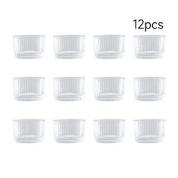Living And Home 12 Pack Striped Clear Soda Lime Glass Tealight Holders Tabletop Decor For Wedding Dinner Parties - thumbnail 4