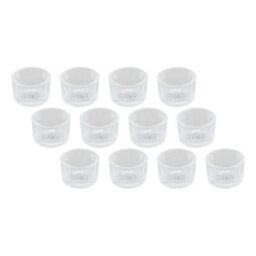 Living And Home 12 Pack Striped Clear Soda Lime Glass Tealight Holders Tabletop Decor For Wedding Dinner Parties - thumbnail 5