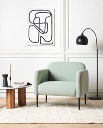 Beliani Armchair Stouby Linen Light Green - thumbnail 2
