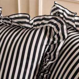 Ohs 2 X Bengal Stripe Faux Linen Frill Cushion Covers - Mono - thumbnail 2