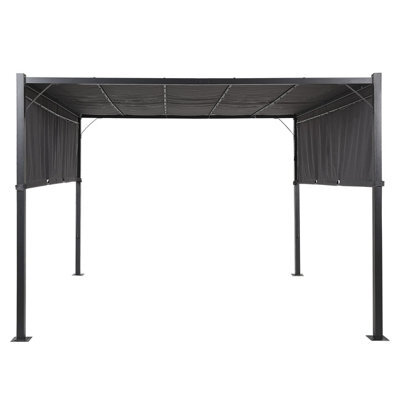 Beliani Gazebo Led Parga Metal 310 Cm 310 Cm Dark Grey - image 1