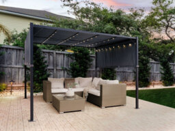 Beliani Gazebo Led Parga Metal 310 Cm 310 Cm Dark Grey - thumbnail 2