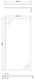 Balterley Contemporary Bathroom Wall 8mm Glass Wetroom Screen With Support Bar, Brushed Brass, 1950 X 1000 X 14mm - thumbnail 2