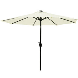 VRUC Garden Parasol Outdoor Patio Umbrella With Solar Led Lights And Crank Tilt 2.7M Cream - thumbnail 2