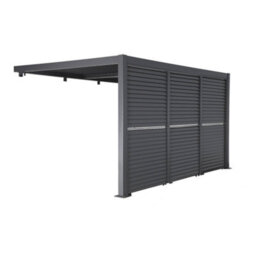 Sweeek - Lean To Pergola With Louvered Roof Aluminium 4 X 3M Palace + 3 Adjustable Louver Panels 130Cm Anthracite - thumbnail 4