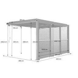 Sweeek - Lean To Pergola With Louvered Roof Aluminium 4 X 3M Palace + 3 Adjustable Louver Panels 130Cm Anthracite - thumbnail 5
