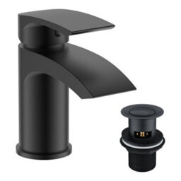 FNX Bathrooms Gloss White 400 Wall Hung Basin Sink Vanity Unit & Matt Black Sleek Basin Tap & Handle - thumbnail 3