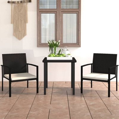Berkfield 3 Piece Outdoor Dining Set Poly Rattan Black - image 1