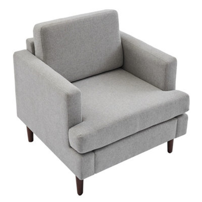 Darphe Mid-Century Light Grey Upholstered Single Sofa Armchair Linen Accent Chair - image 1