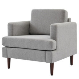 Darphe Mid-Century Light Grey Upholstered Single Sofa Armchair Linen Accent Chair - thumbnail 2