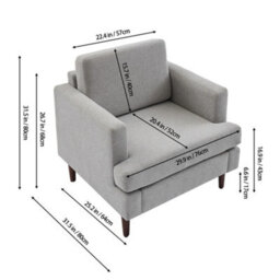 Darphe Mid-Century Light Grey Upholstered Single Sofa Armchair Linen Accent Chair - thumbnail 6
