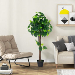 Gainoom Artificial Hydrangea Tree Fake Potted Silk Tree W/ Real Wood Trunk - thumbnail 3