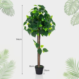 Gainoom Artificial Hydrangea Tree Fake Potted Silk Tree W/ Real Wood Trunk - thumbnail 2
