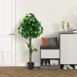 Gainoom Artificial Hydrangea Tree Fake Potted Silk Tree W/ Real Wood Trunk