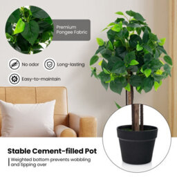 Gainoom Artificial Hydrangea Tree Fake Potted Silk Tree W/ Real Wood Trunk - thumbnail 7