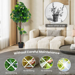 Gainoom Artificial Hydrangea Tree Fake Potted Silk Tree W/ Real Wood Trunk - thumbnail 6