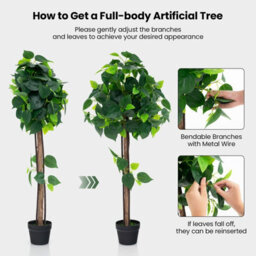 Gainoom Artificial Hydrangea Tree Fake Potted Silk Tree W/ Real Wood Trunk - thumbnail 5