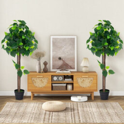 Gainoom Artificial Hydrangea Tree Fake Potted Silk Tree W/ Real Wood Trunk - thumbnail 8
