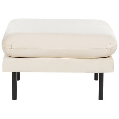 Wyld And Coco Pillow-Top Velvet Footstool Ottoman In Light Beige With Aluminium Legs, 70 X 70 X 44 Cm - image 1