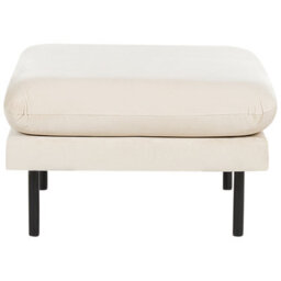Wyld And Coco Pillow-Top Velvet Footstool Ottoman In Light Beige With Aluminium Legs, 70 X 70 X 44 Cm - thumbnail 1