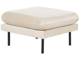 Wyld And Coco Pillow-Top Velvet Footstool Ottoman In Light Beige With Aluminium Legs, 70 X 70 X 44 Cm - thumbnail 3