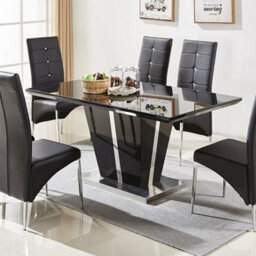 Furniture in Fashion Memphis Large High Gloss Dining Table In Black With Glass Top