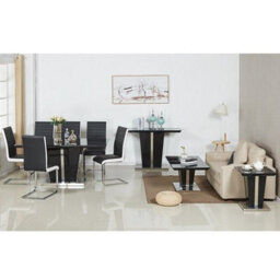 Furniture in Fashion Memphis Large High Gloss Dining Table In Black With Glass Top - thumbnail 3