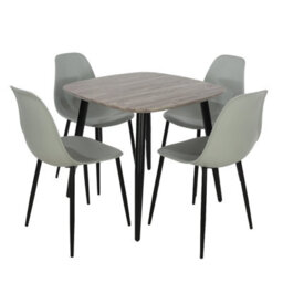 Core Products Aspen Grey Oak Effect 80Cm Square Dining Table With 4 Light Grey Plastic Curve Design  Chairs - thumbnail 2