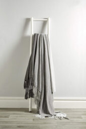 Check Pure Cotton Throw In Grey, 228 X 254Cm - thumbnail 2