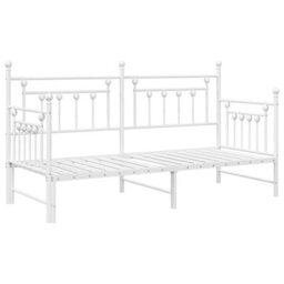Berkfield Modern Daybed Frame With Trundle In White - 80X200 Cm Steel