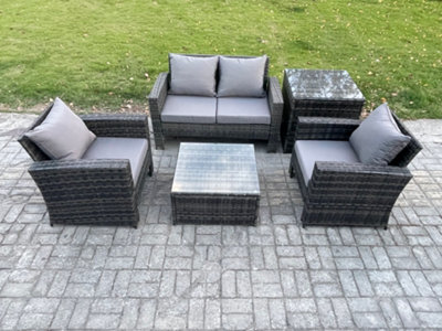 Fimous Outdoor Lounge Sofa Set Wicker Pe Rattan Garden Furniture Set With Armchair Squar Coffee Table Double Seat Sofa - image 1