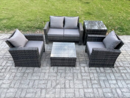 Fimous Outdoor Lounge Sofa Set Wicker Pe Rattan Garden Furniture Set With Armchair Squar Coffee Table Double Seat Sofa - thumbnail 1