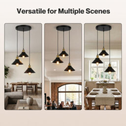 Emitto Pendant Light 3 Lights Height Adjustable Vintage Ceiling Light Black - thumbnail 9