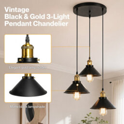 Emitto Pendant Light 3 Lights Height Adjustable Vintage Ceiling Light Black - thumbnail 5