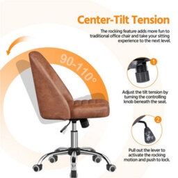 Yaheetech Swivel Office Desk Chair With Adjustable Height - Retro Brown - thumbnail 6