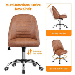 Yaheetech Swivel Office Desk Chair With Adjustable Height - Retro Brown - thumbnail 5