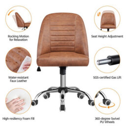 Yaheetech Swivel Office Desk Chair With Adjustable Height - Retro Brown - thumbnail 4