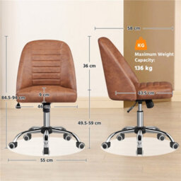 Yaheetech Swivel Office Desk Chair With Adjustable Height - Retro Brown - thumbnail 3