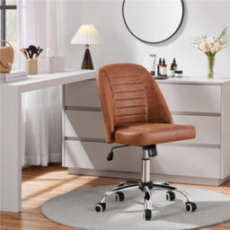 Yaheetech Swivel Office Desk Chair With Adjustable Height - Retro Brown - thumbnail 1