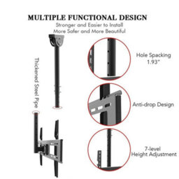 "Ceiling Mount Tv Wall Bracket Roof Rack Retractable Pole For 32""-70"" Flat Screen" - thumbnail 5