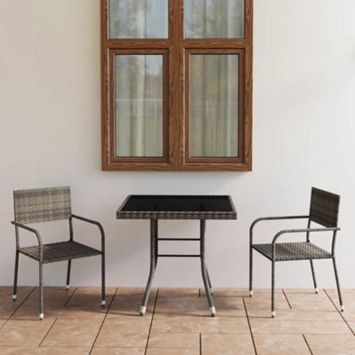 Berkfield 3 Piece Garden Dining Set Poly Rattan Anthracite & Grey - image 1