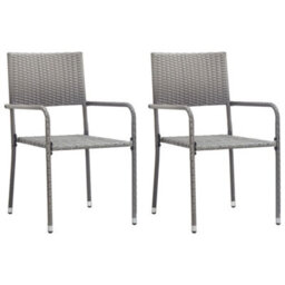 Berkfield 3 Piece Garden Dining Set Poly Rattan Anthracite & Grey - thumbnail 3