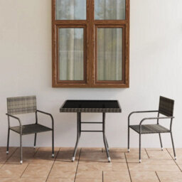 Berkfield 3 Piece Garden Dining Set Poly Rattan Anthracite & Grey - thumbnail 1