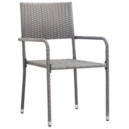 Berkfield 3 Piece Garden Dining Set Poly Rattan Anthracite & Grey - thumbnail 4