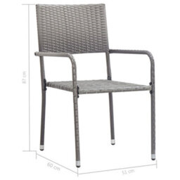 Berkfield 3 Piece Garden Dining Set Poly Rattan Anthracite & Grey - thumbnail 9