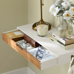 Sobuy Frg93-Nw,modern Wall Mounted Shelf Floating Shelf With Drawer For Bedroom, Hallway & Living Room,white & Nature - thumbnail 5